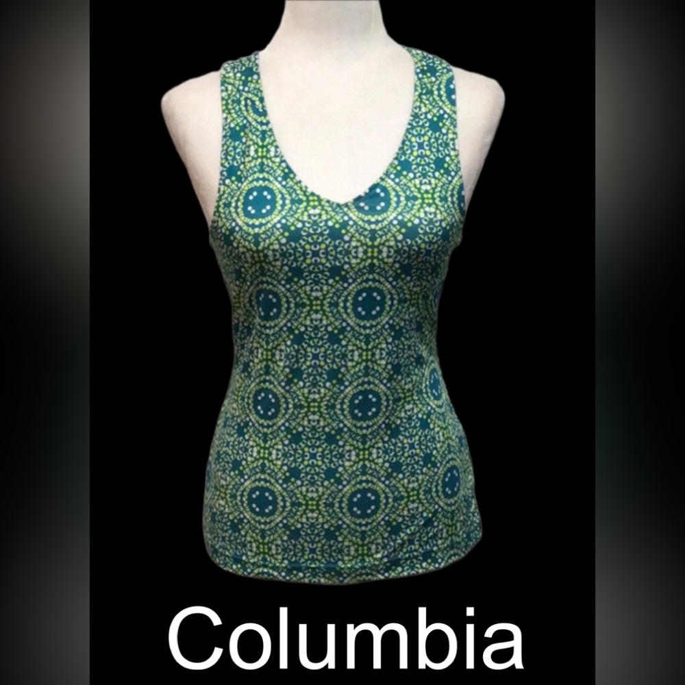Columbia Athletic Exercise Tank Top Shelf Bra Green Print Size‎ Small